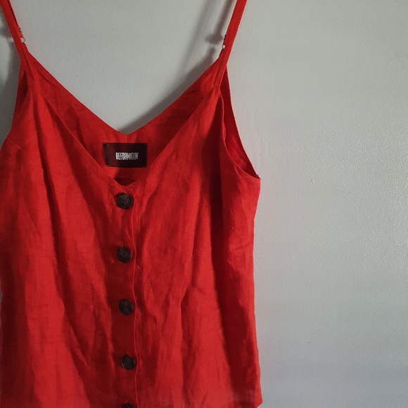 Reformation Honolulu Camisole Top | Red | Linen | Size L - Picture 4 of 9